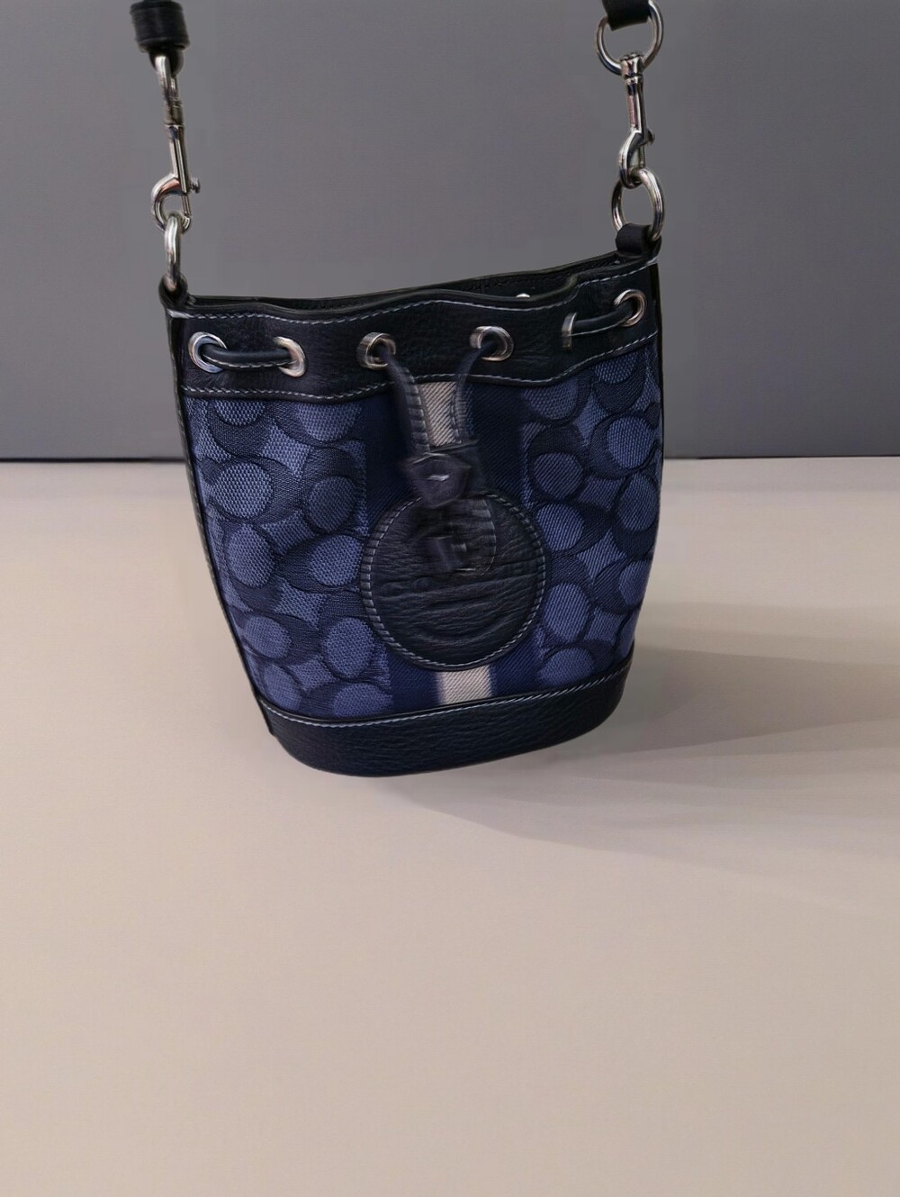 Coach Mini Dempsey Crossbody Denim.Signature Jacquard.